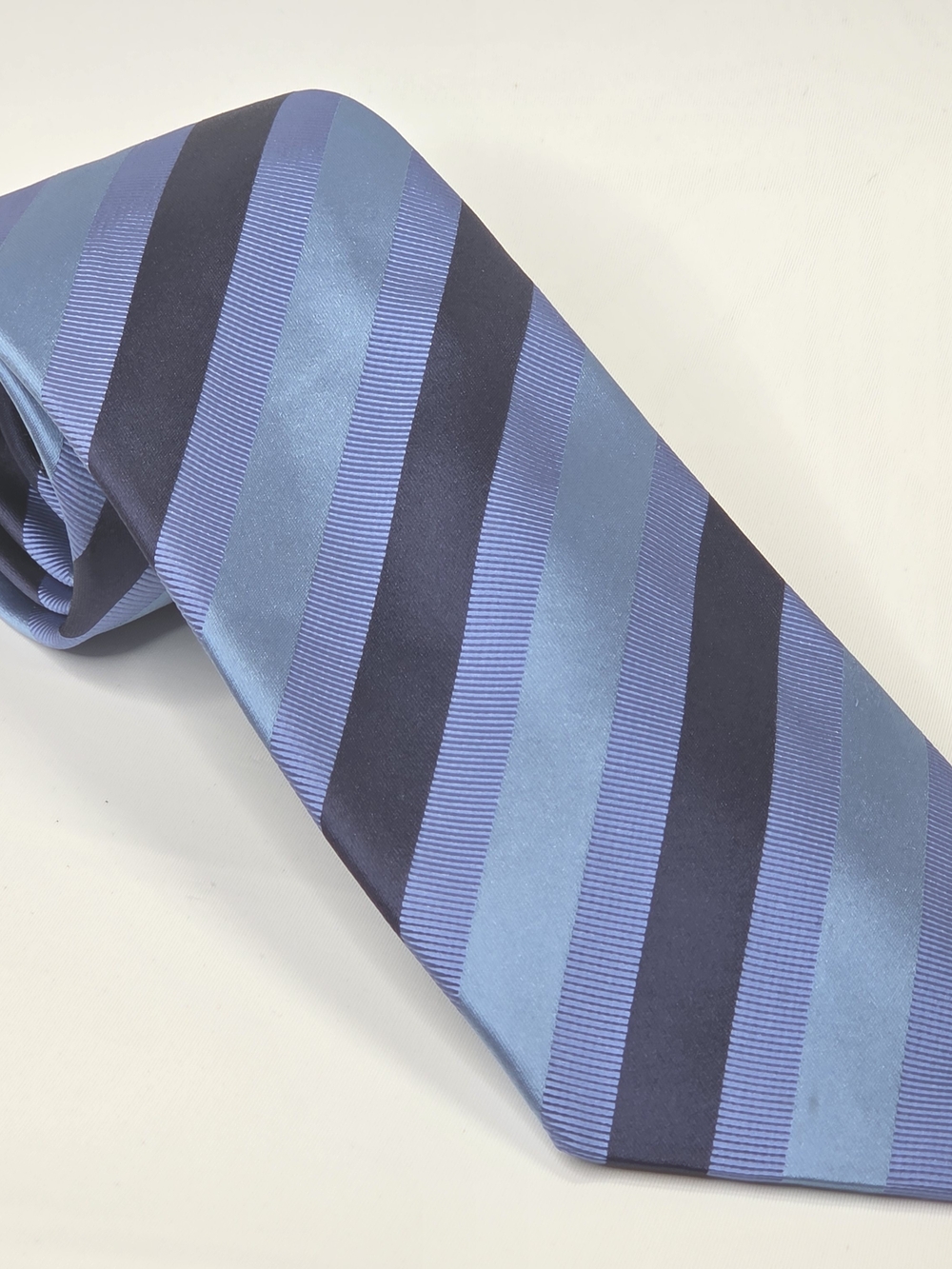 David Donahue Mens Blue Striped Silk And Cotton Blend Repp Style Tie 3.65"x59"